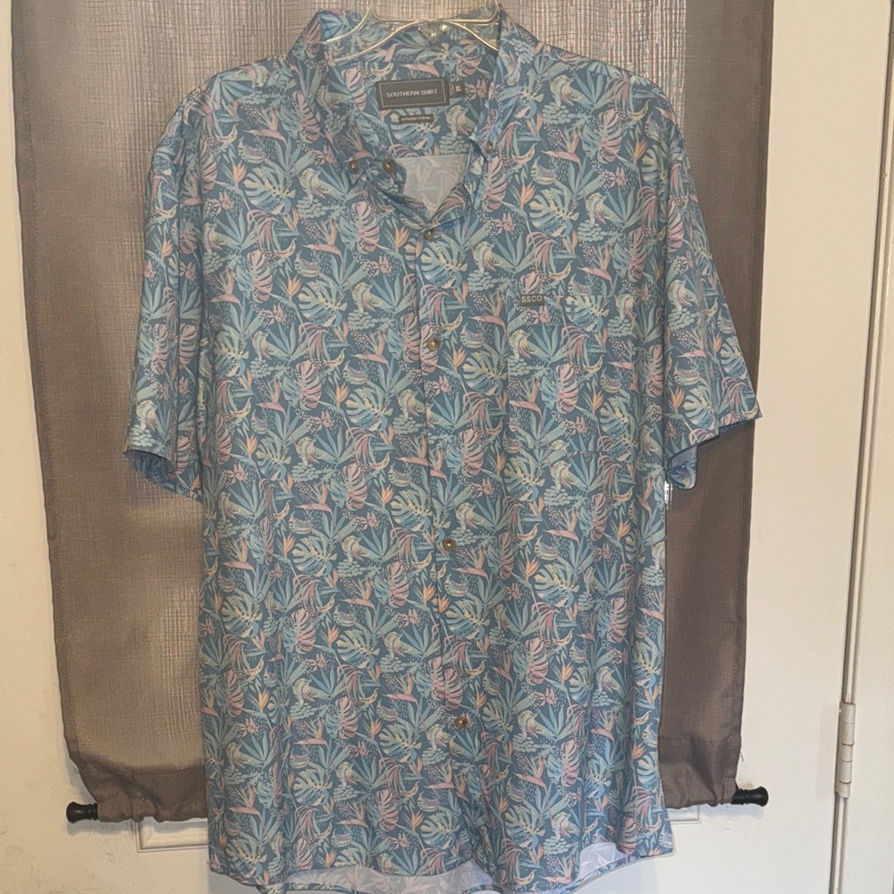 The Southern Shirt Company Blue Tropical Print Men's Shirt
